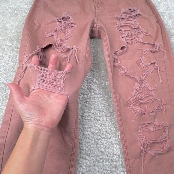 American Eagle Mom Jean Pink Distressed Ripped 10 X-Short - Picture 6 of 13